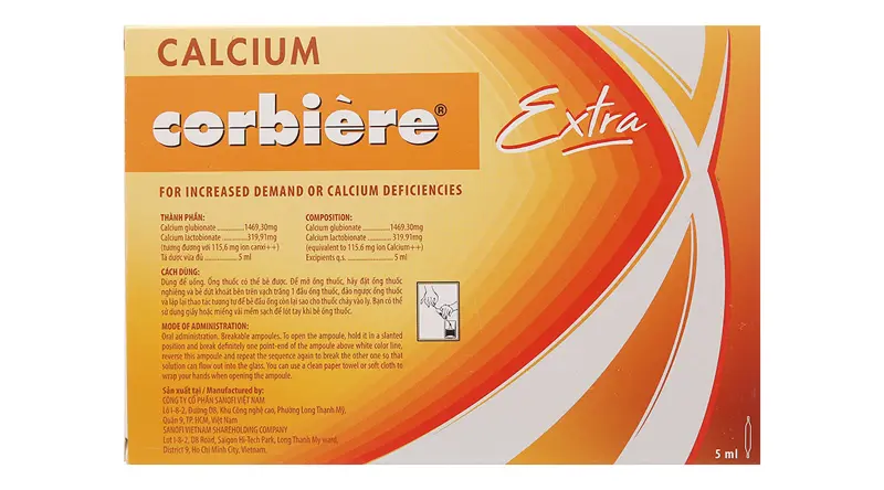 Calcium corbiere extra kids hộp 30 ống